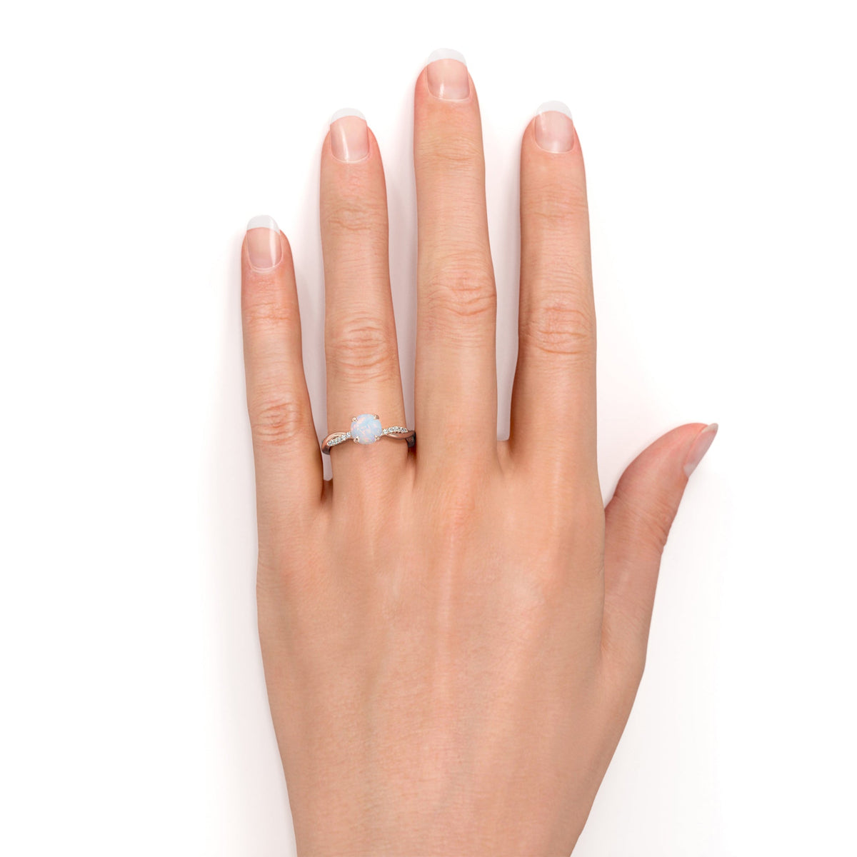 Infinity 1.50 Ct Round Cut Lab Created Opal Engagement Ring