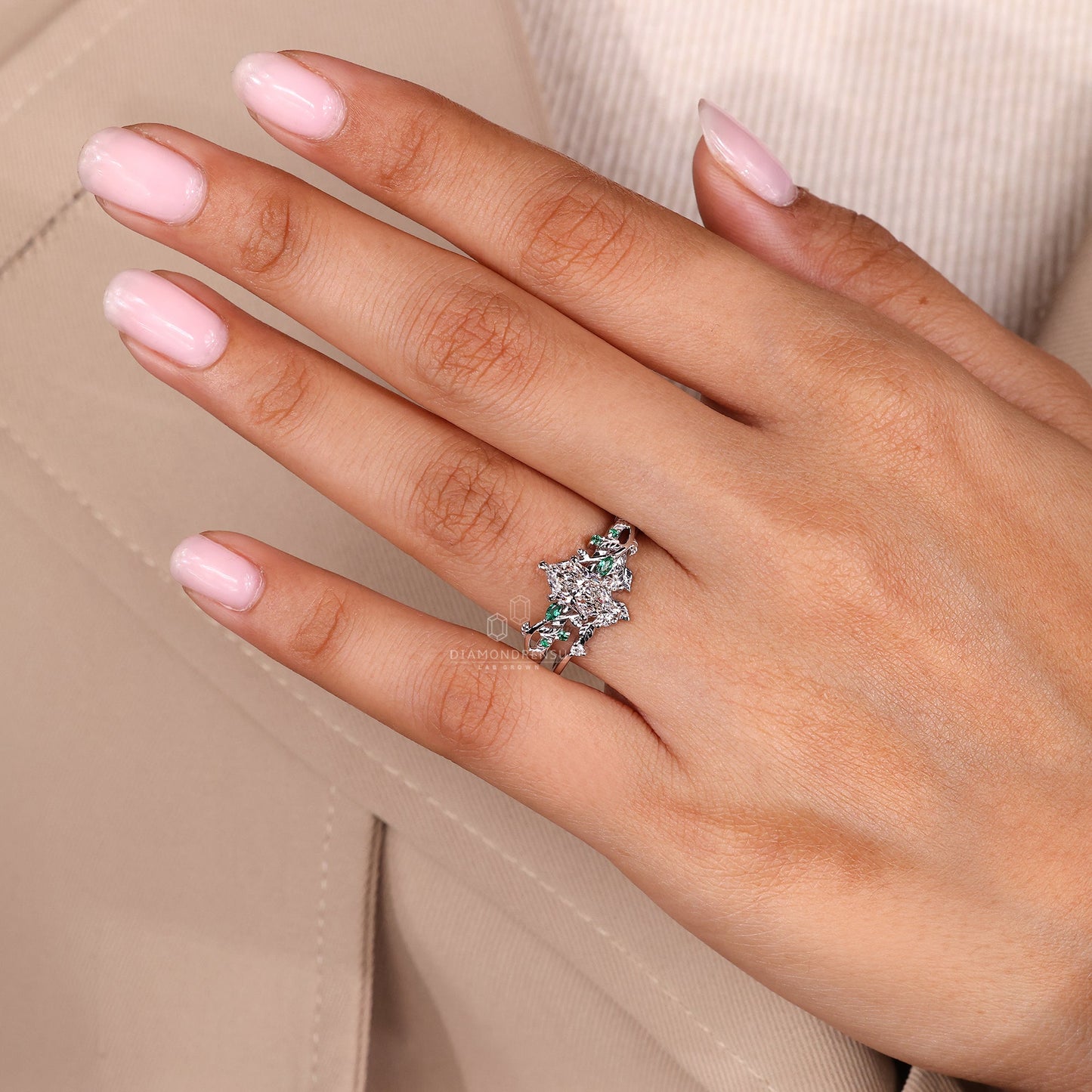 Dutch Marquise Diamond Band Wedding Ring with Cluster Setting