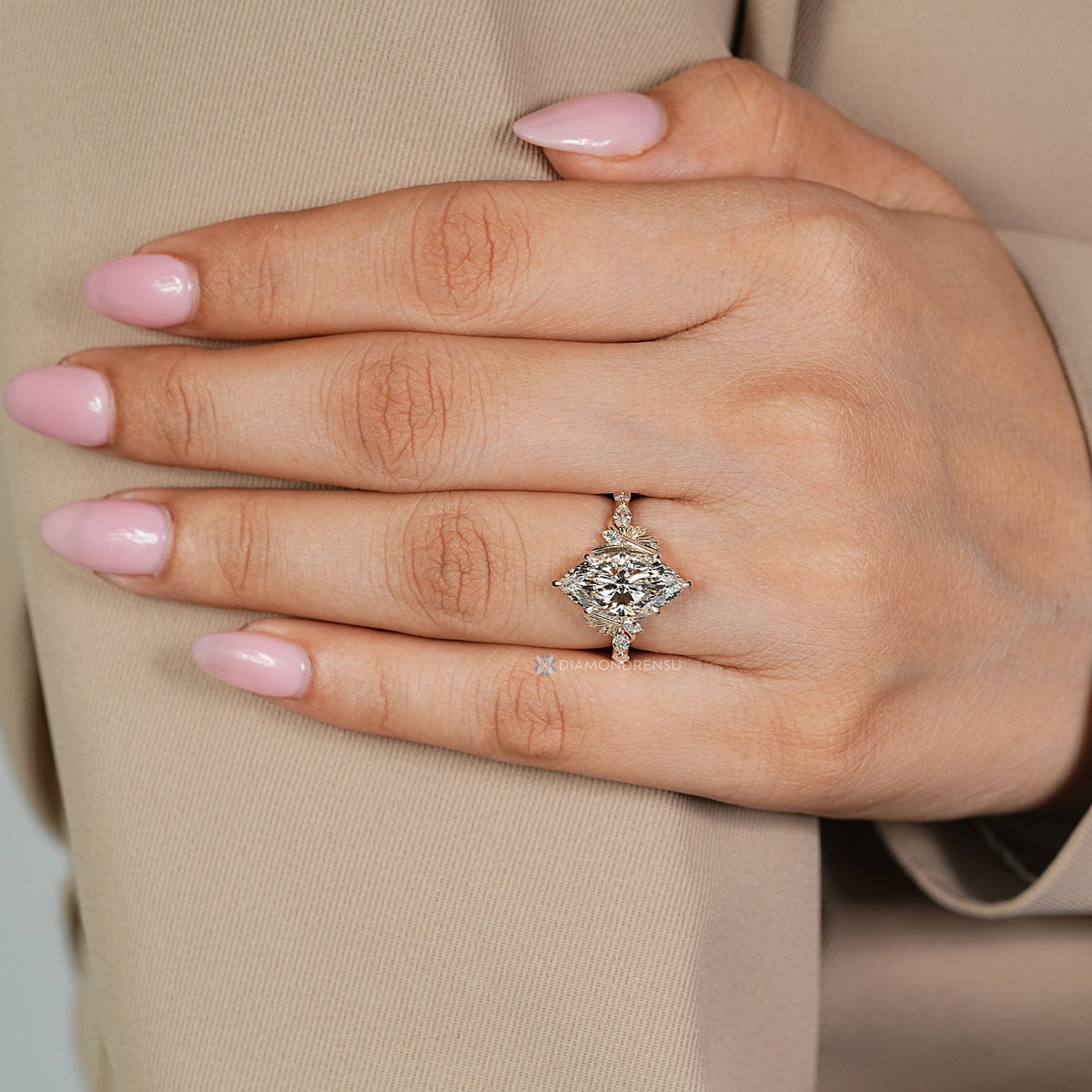 Marquise Cut Diamond Ring in Vintage Art Deco Style