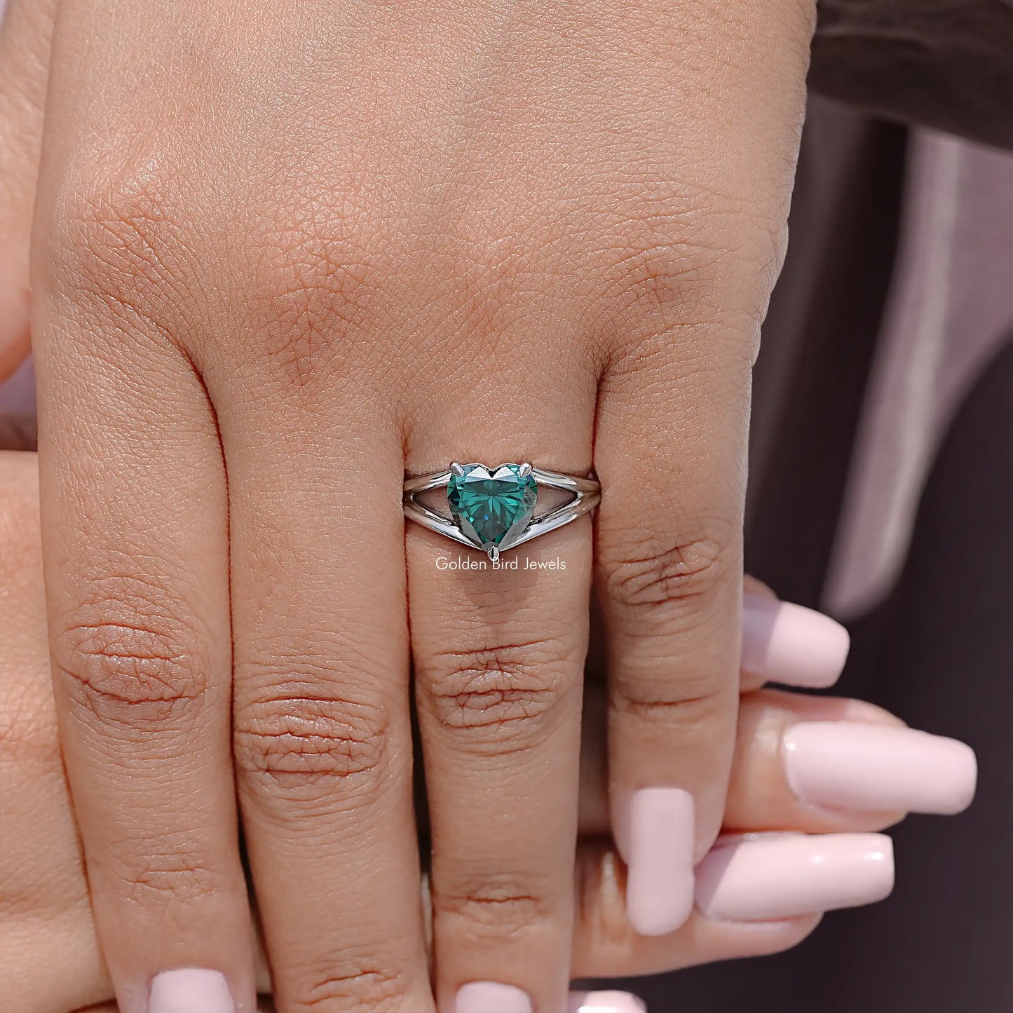 Heart Cut Moissanite Split Shank Wedding Ring