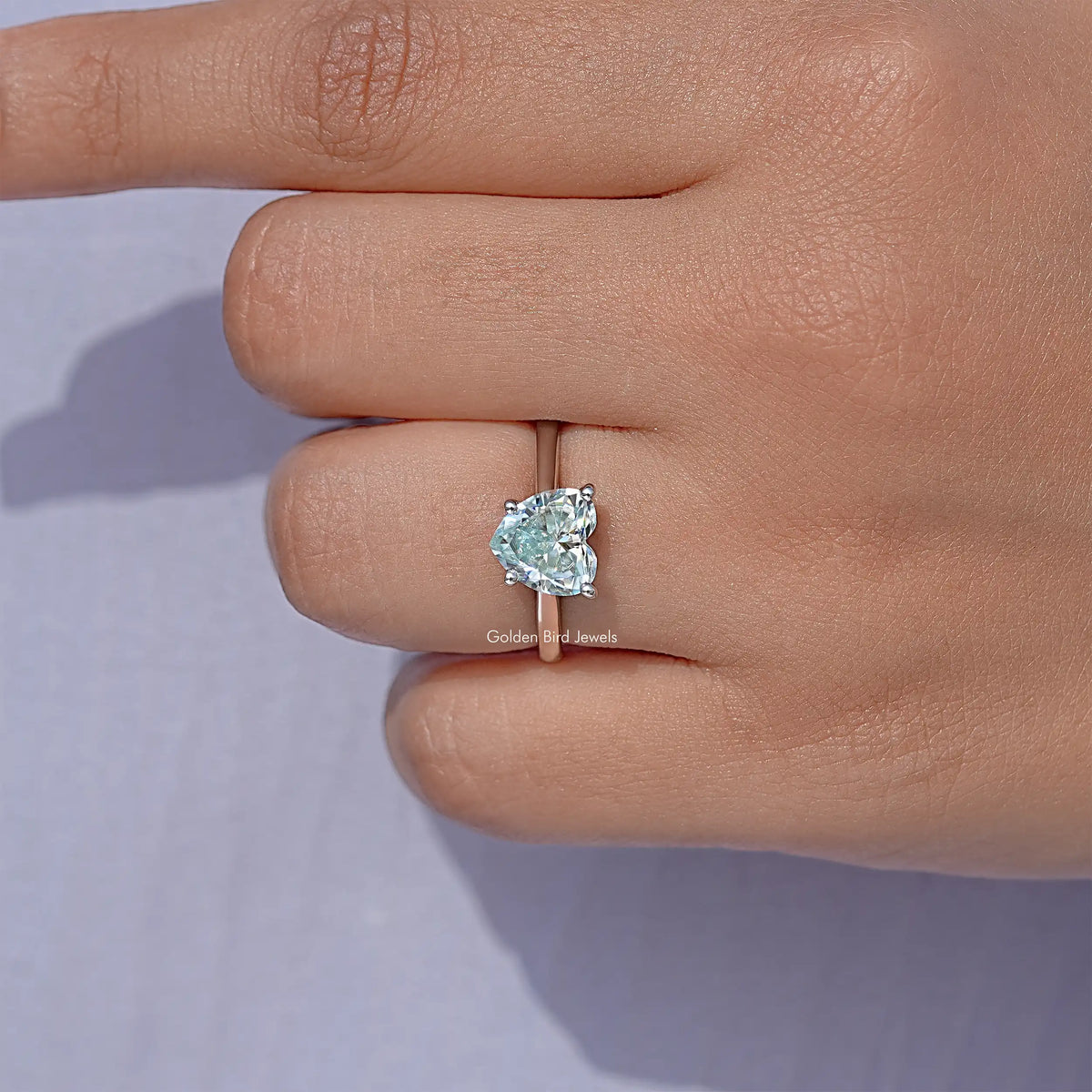 Blue Heart Moissanite Solitaire Wedding Ring