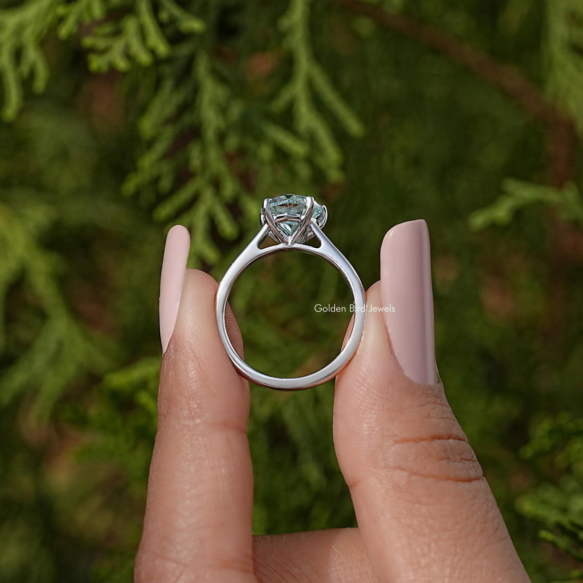 Blue Heart Moissanite Solitaire Wedding Ring