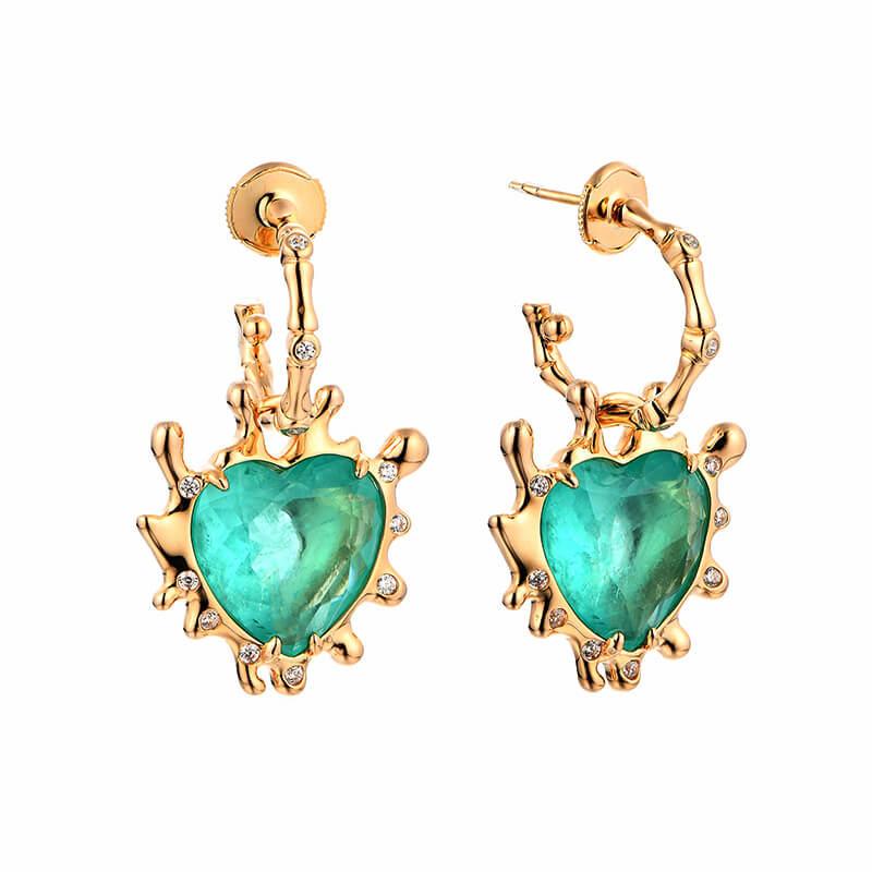 Heart-shaped Paraiba Tourmaline Bone Knot Sterling Silver Drop Earrings