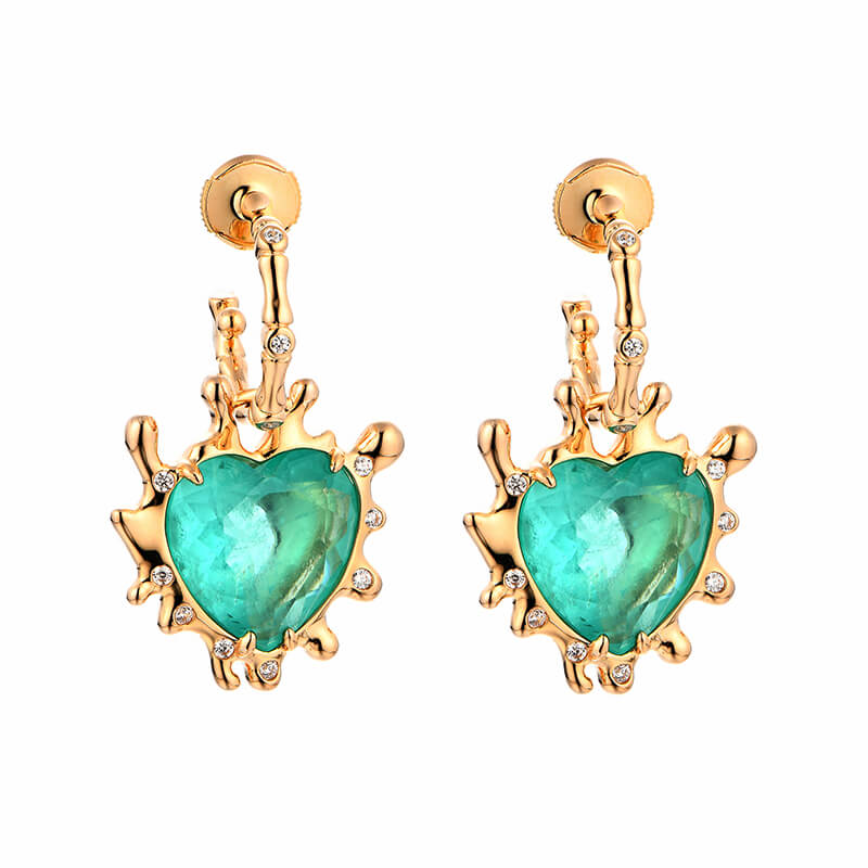 Heart-shaped Paraiba Tourmaline Bone Knot Sterling Silver Drop Earrings