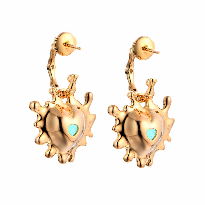 Heart-shaped Paraiba Tourmaline Bone Knot Sterling Silver Drop Earrings