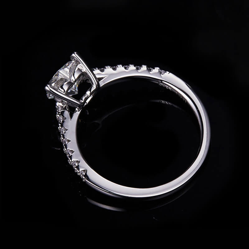 Heart Cut Moissanite Pave Engagement Ring In Sterling Silver