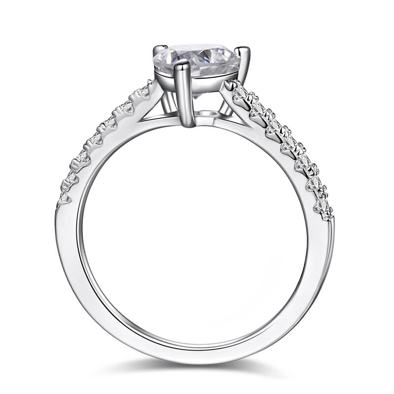 Heart Cut Moissanite Pave Engagement Ring In Sterling Silver