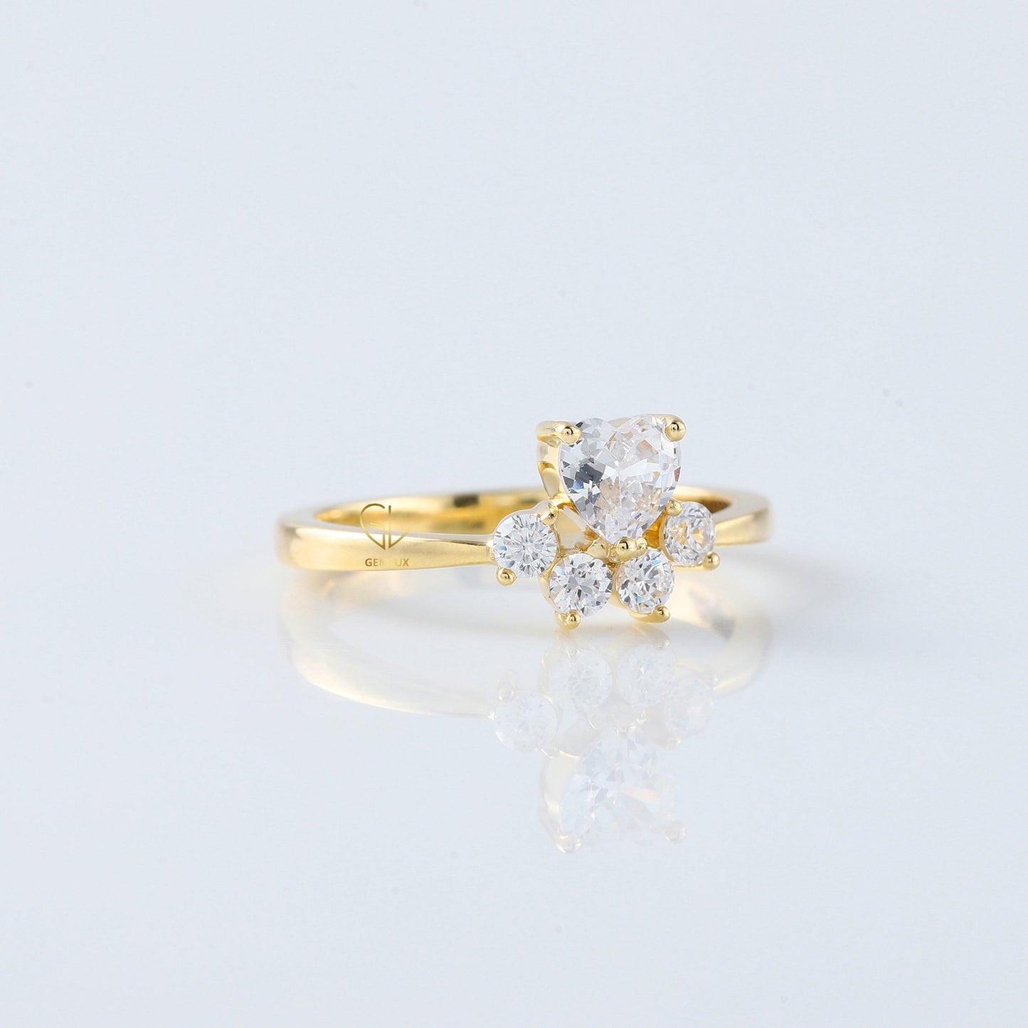 Heart & Round Cut Lab Grown Diamond Five Stone Ring