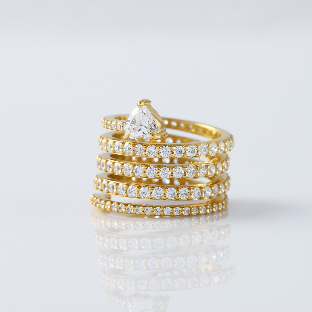 Heart & Round Cut Lab Grown Diamond Spiral Ring