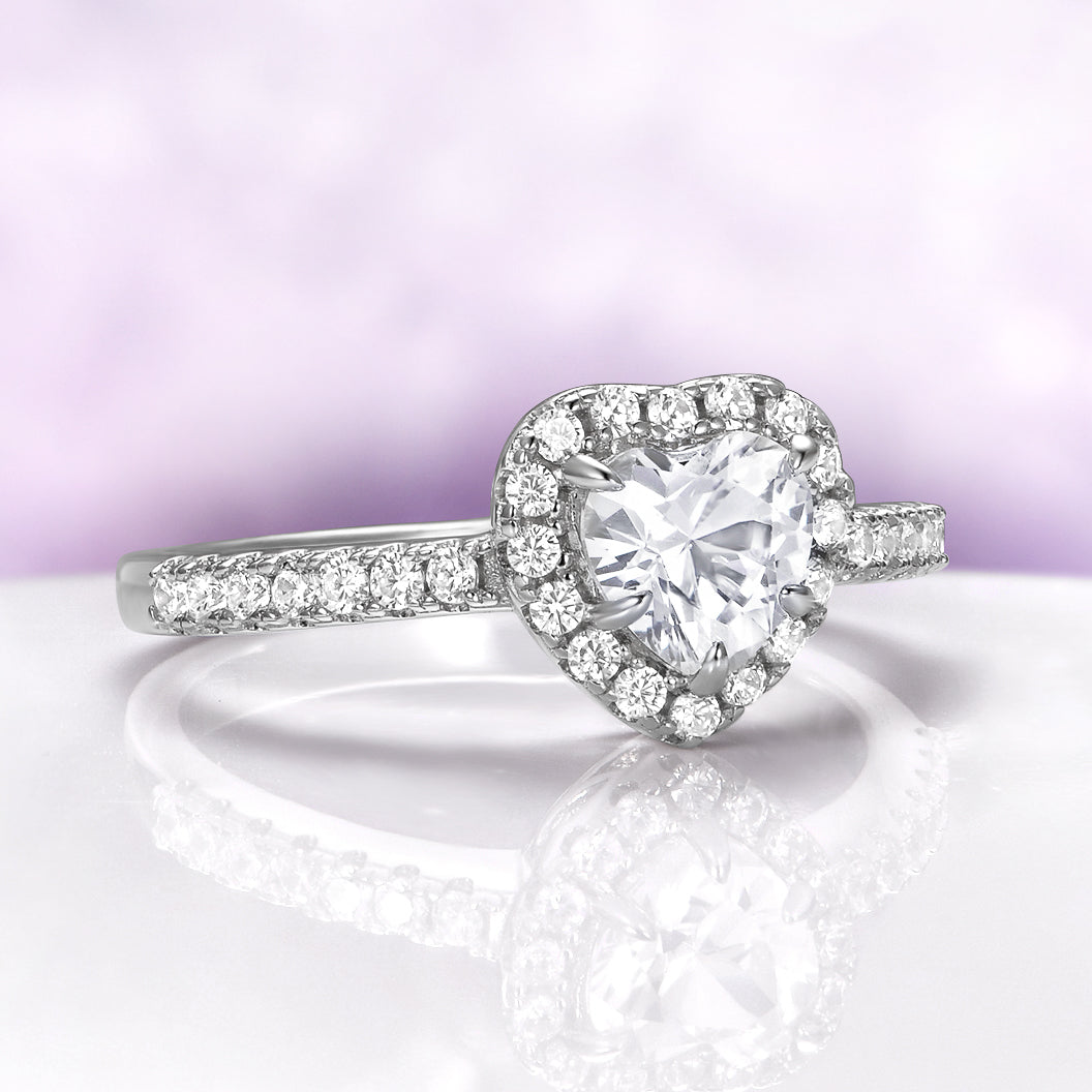 Heart White Sapphire Promise Ring in Sterling Silver