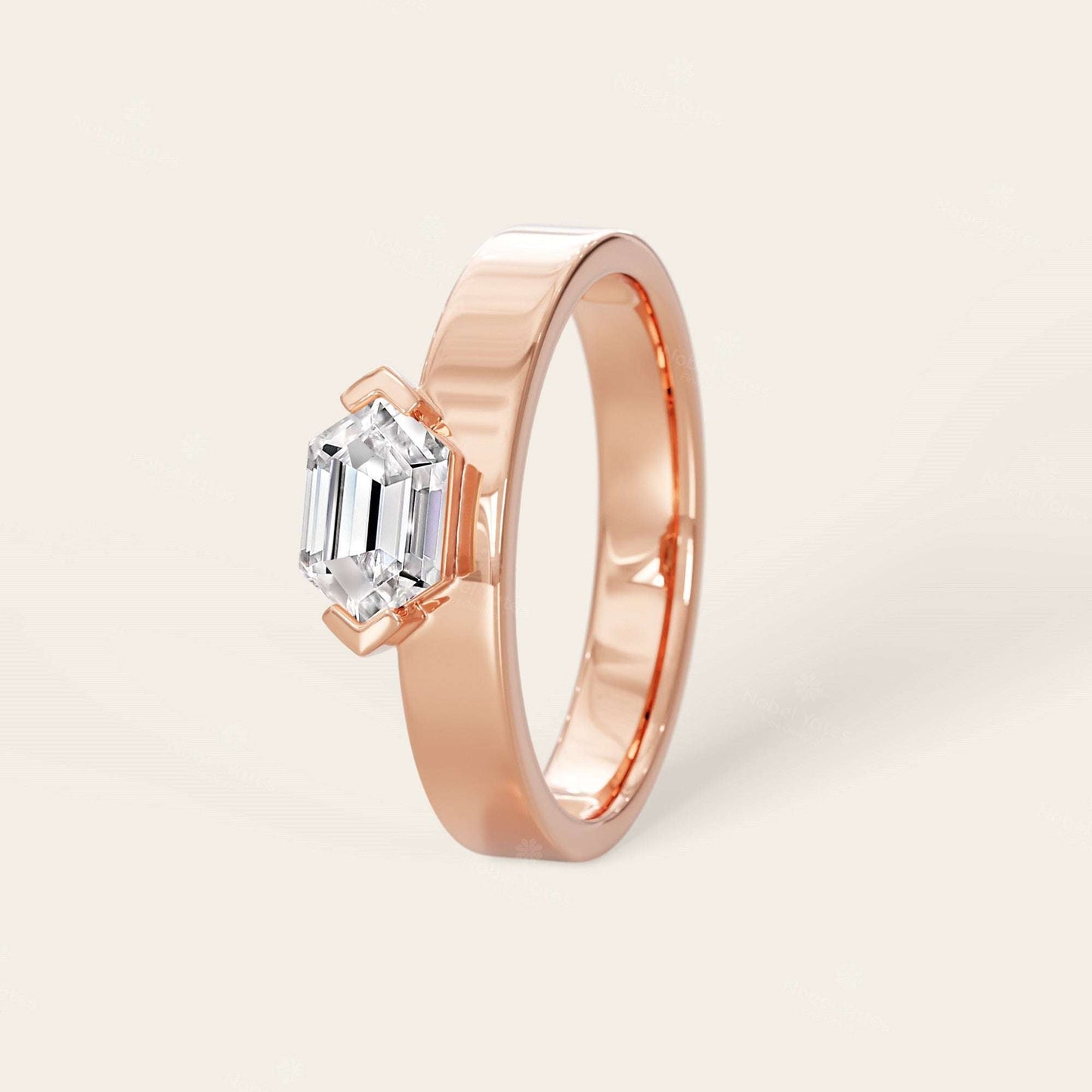Hexagon Lab Grown Diamond Men's Art Deco Engagement Ring