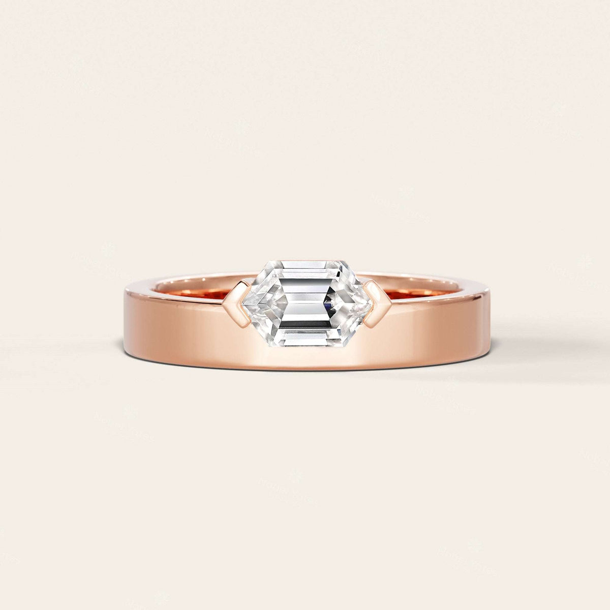 Hexagon Lab Grown Diamond Men's Art Deco Engagement Ring