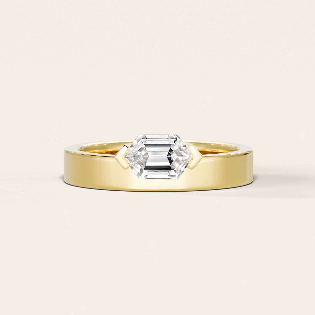 Hexagon Lab Grown Diamond Men's Art Deco Engagement Ring
