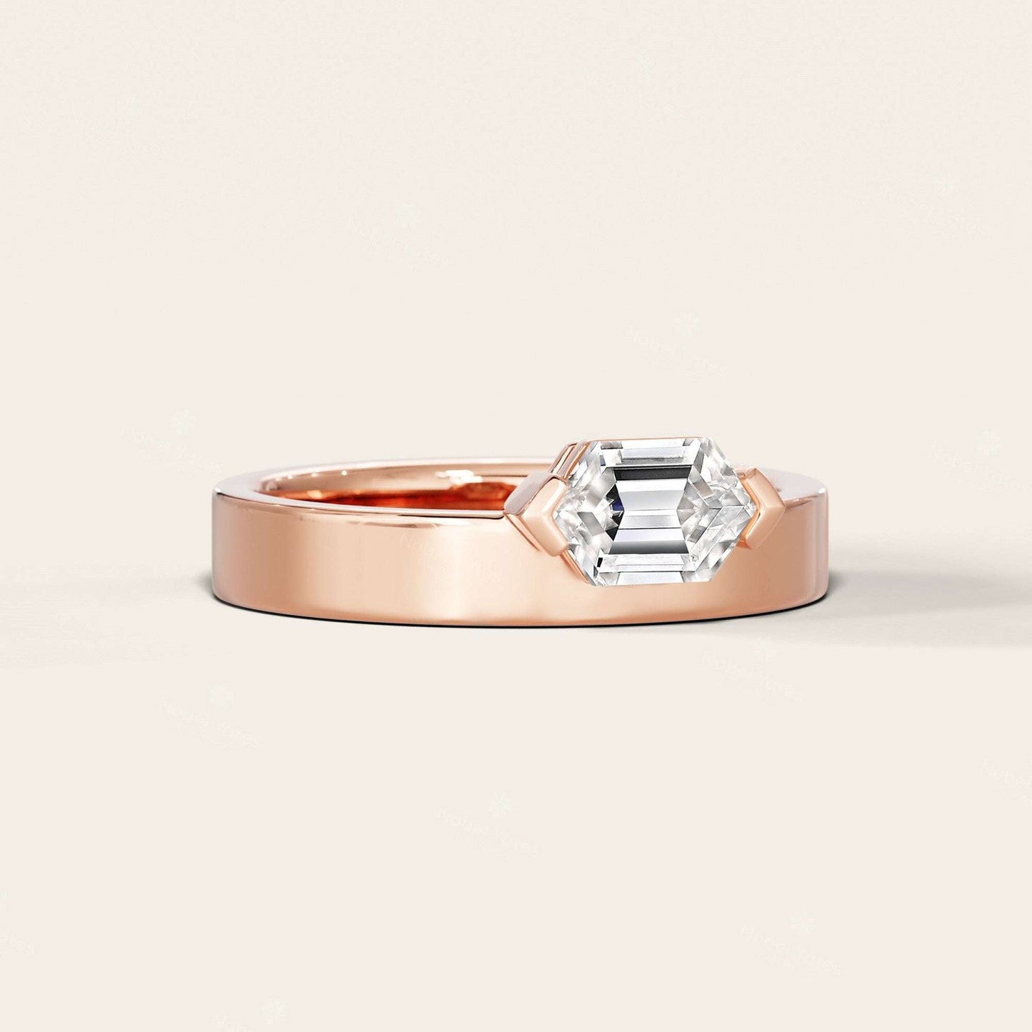Hexagon Lab Grown Diamond Men's Art Deco Engagement Ring