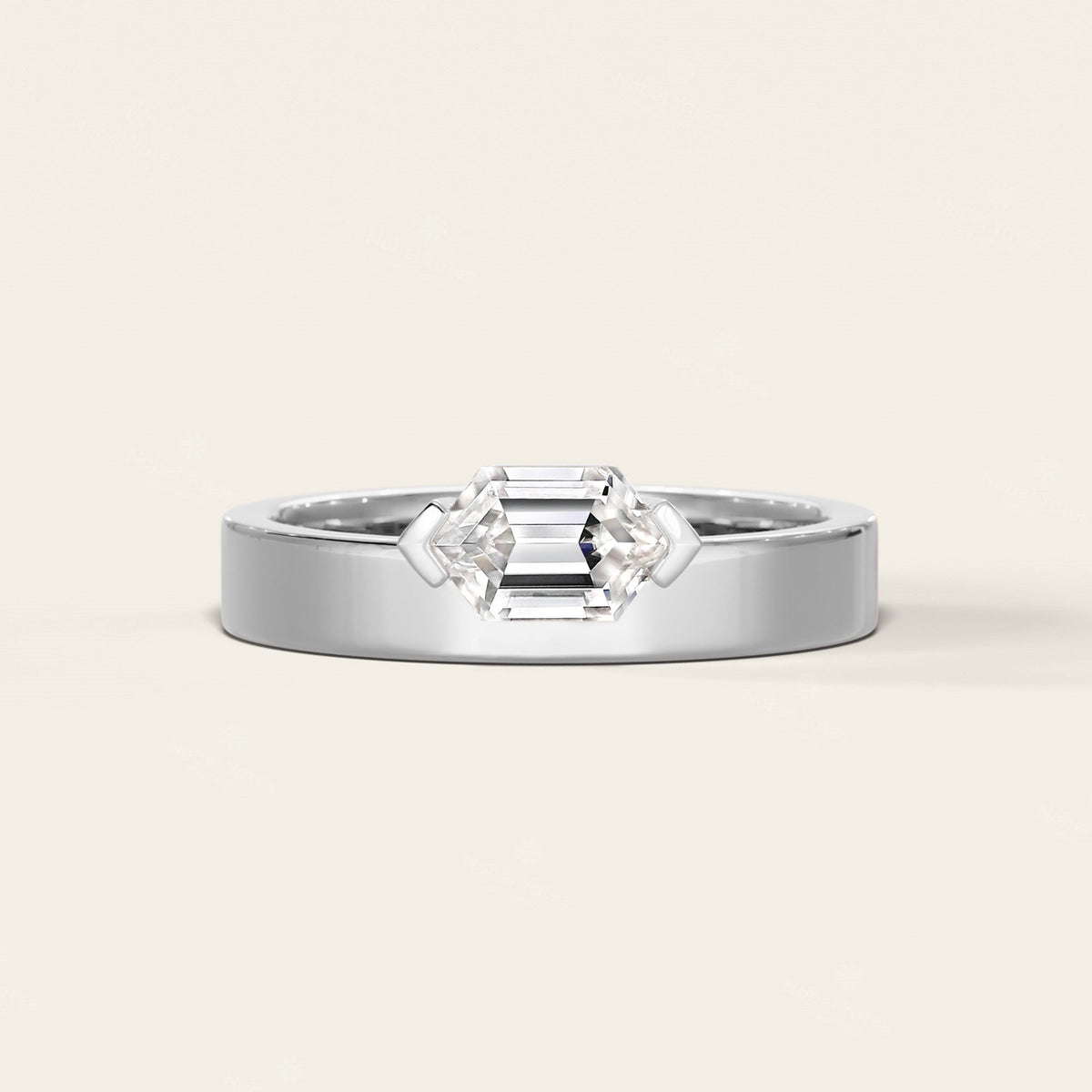Hexagon Lab Grown Diamond Men's Art Deco Engagement Ring