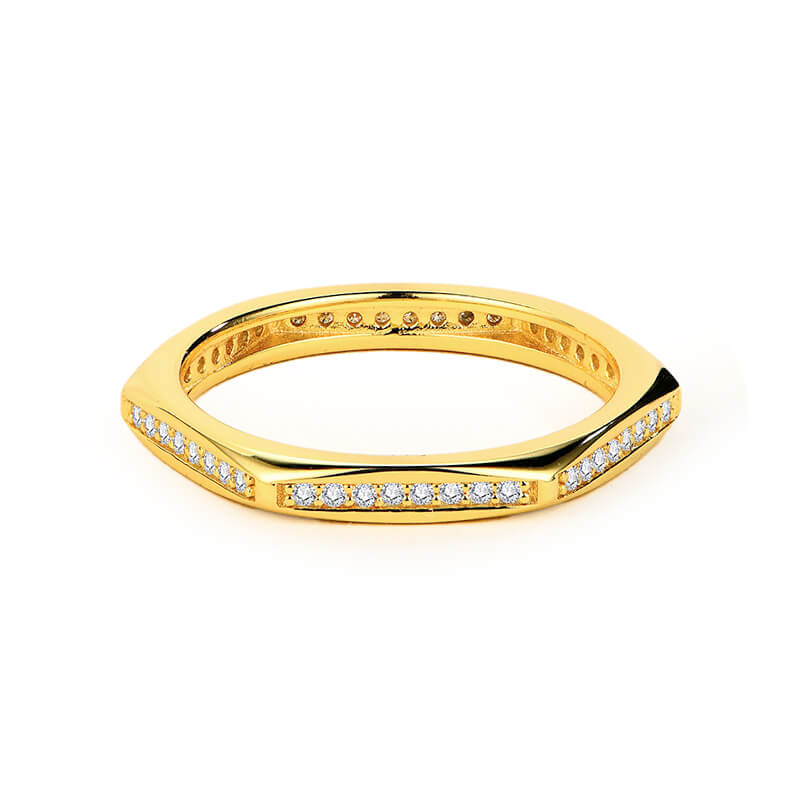 Hexagon Moissanite Pave Eternity Stackable Wedding Band Ring
