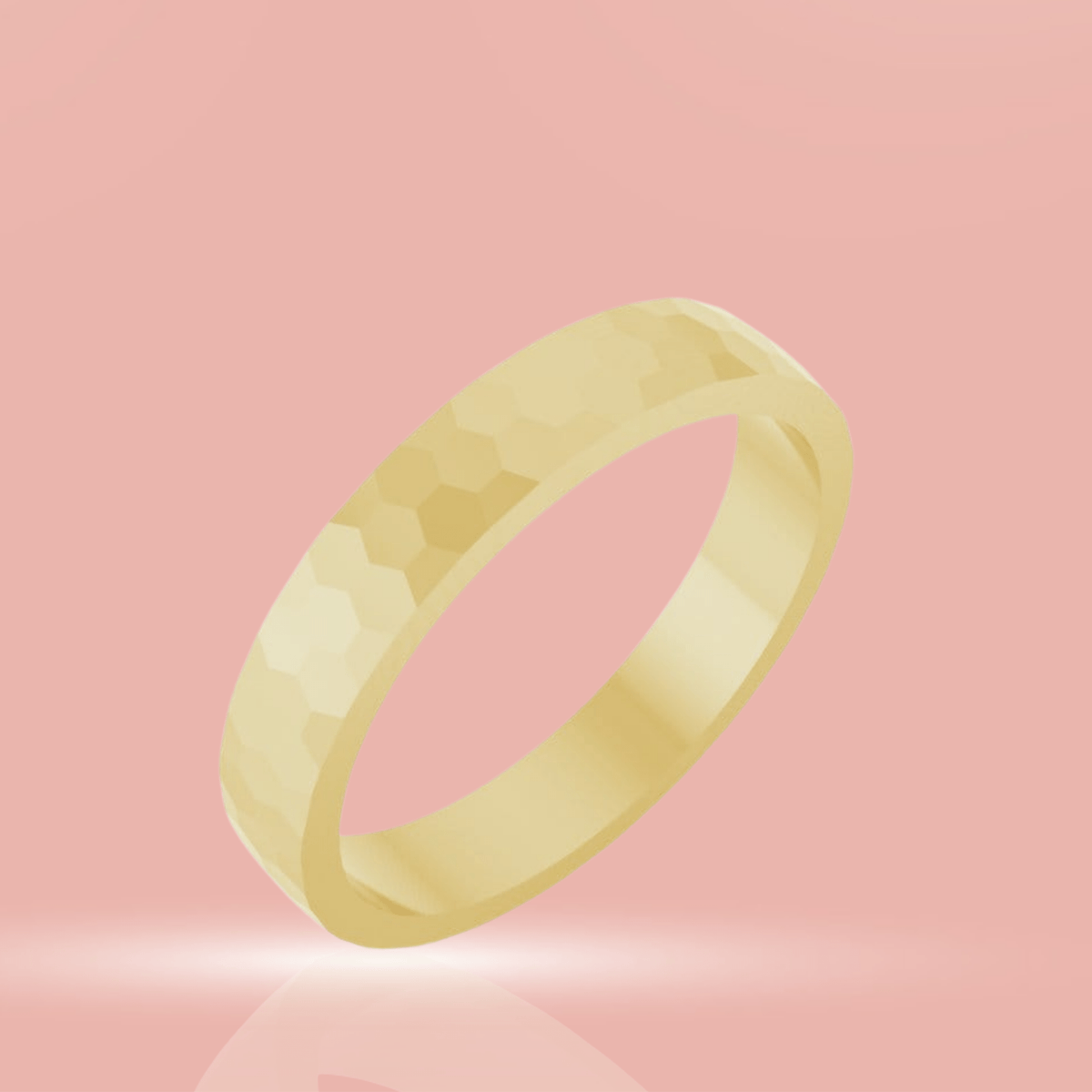 Hexagon Pattern 3.5mm Wide Textured Wedding Band