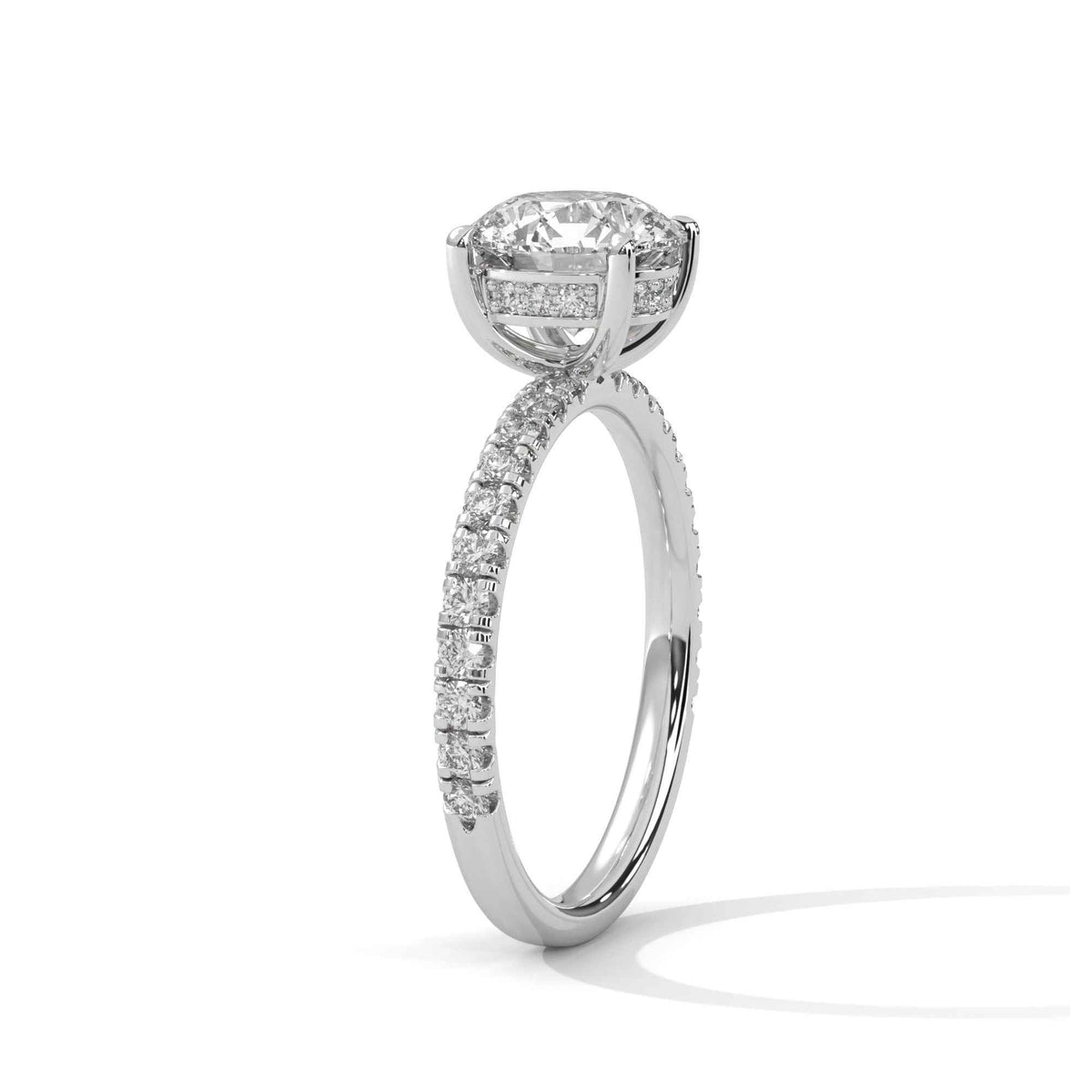 2 Carat Round Cut Lab Grown Diamond Hidden Halo Engagement Ring
