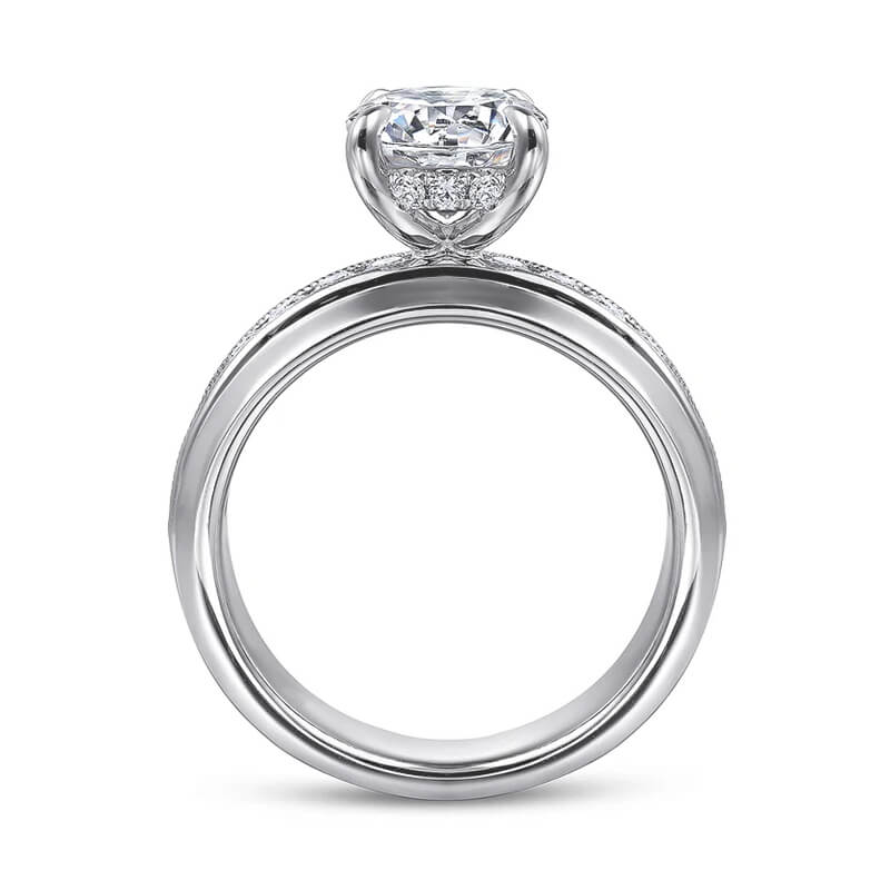 Hidden Halo Moissanite Milgrain Channel Set Engagement Ring