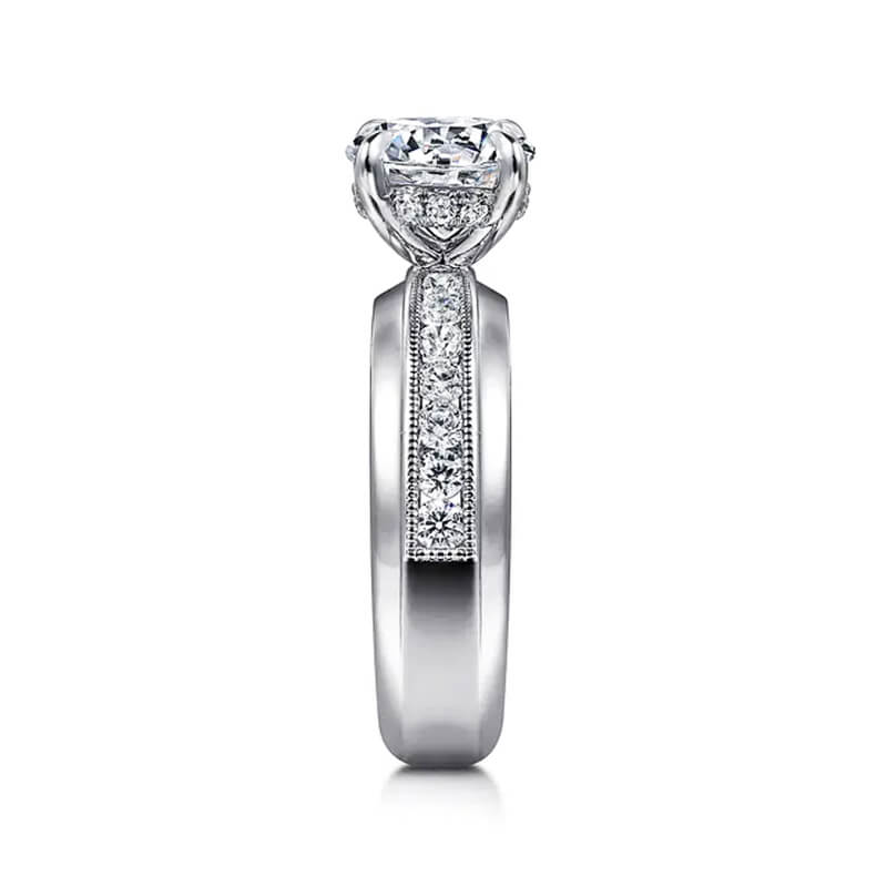 Hidden Halo Moissanite Milgrain Channel Set Engagement Ring