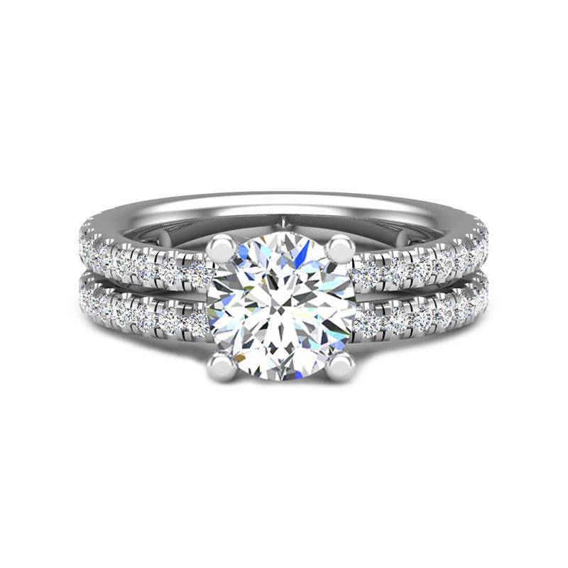 Hidden Halo Moissanite With Double Shank Engagement Ring