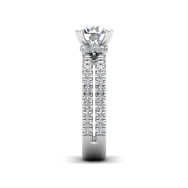 Hidden Halo Moissanite With Double Shank Engagement Ring