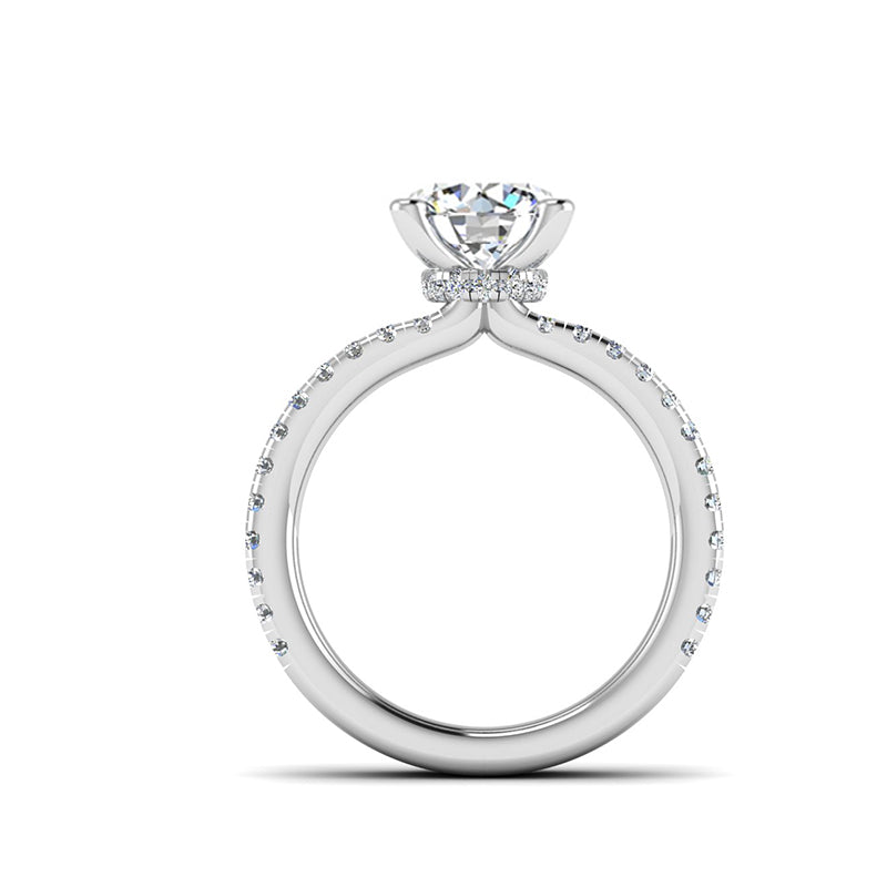 Hidden Halo Moissanite With Double Shank Engagement Ring