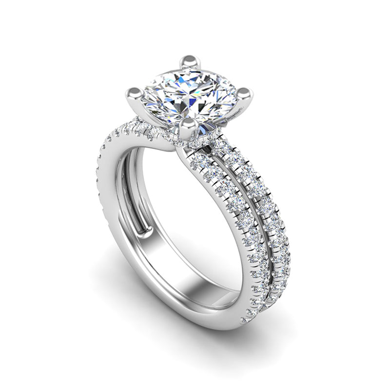 Hidden Halo Moissanite With Double Shank Engagement Ring