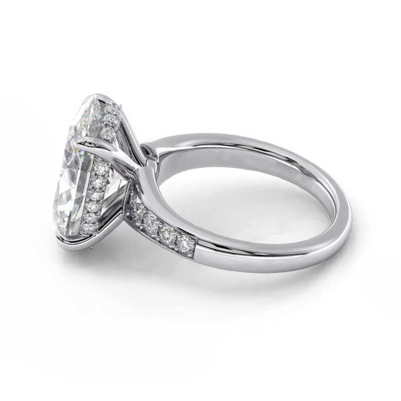 Hidden Halo Oval Moissanite Graduated Channel Set Engagement Ring
