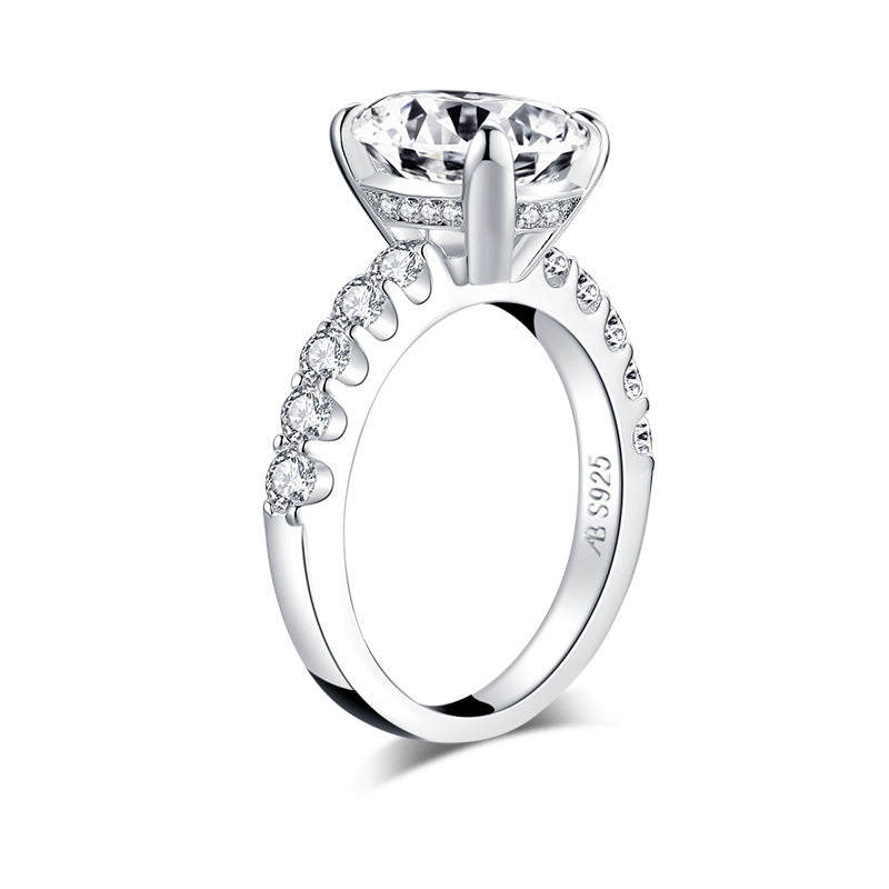 Hidden Halo Radiant Moissanite Pave Engagement Ring