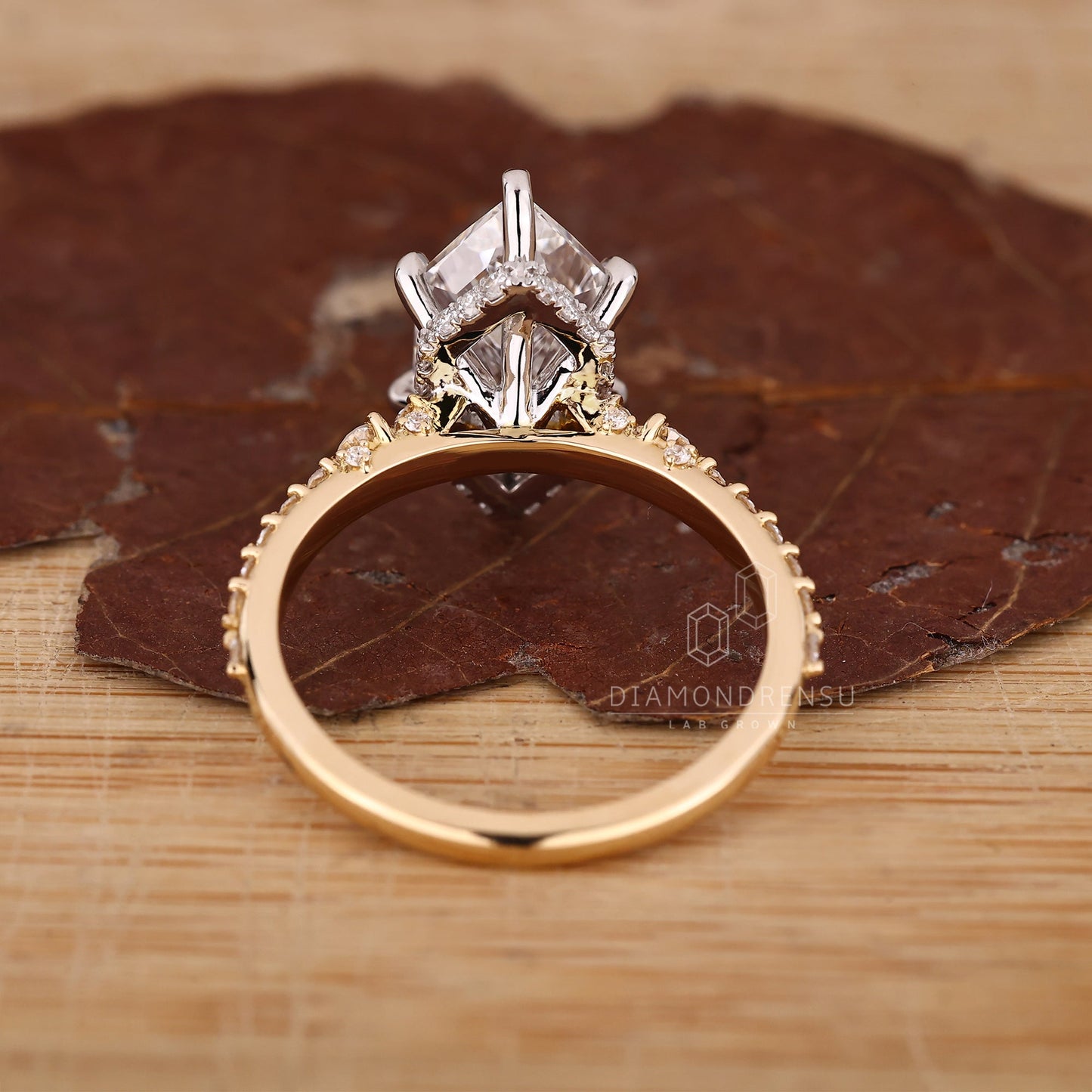 Dutch Marquise Engagement Ring in Hidden Halo Setting