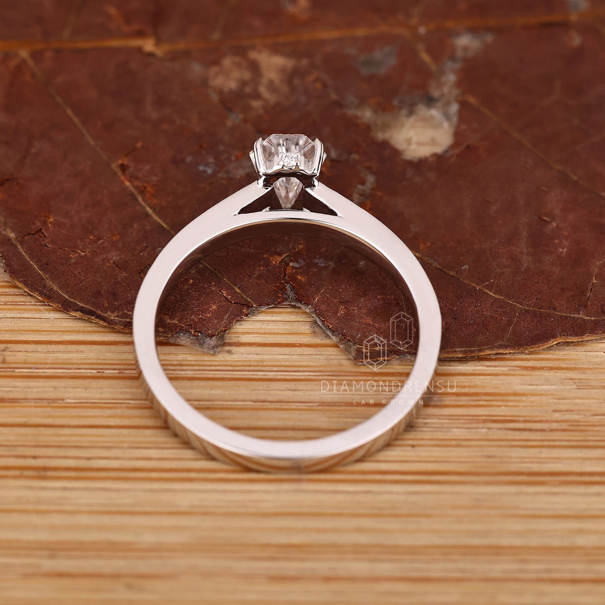 Cathedral Setting Coffin Cut Diamond Ring with Hidden Halo