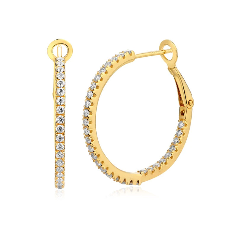 Hoop Pave Moissanite Eternity Drop Earrings In Sterling Silver