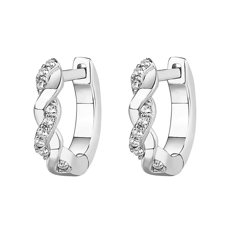 Huggie Hoop Moissanite Pave Earrings In Sterling Silver