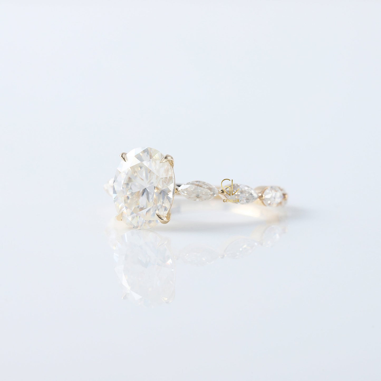 Oval Cut Lab Grown Solitaire With Accent Ring - IGI Certified
