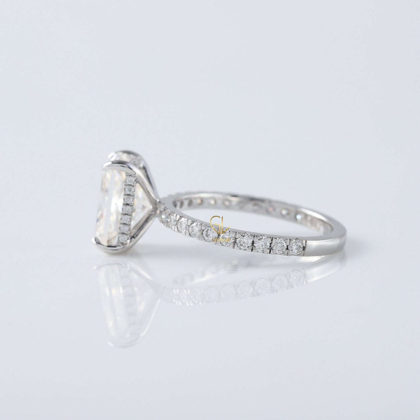 IGI Certified Radiant Cut Lab Grown Diamond Solitaire With Accent Ring