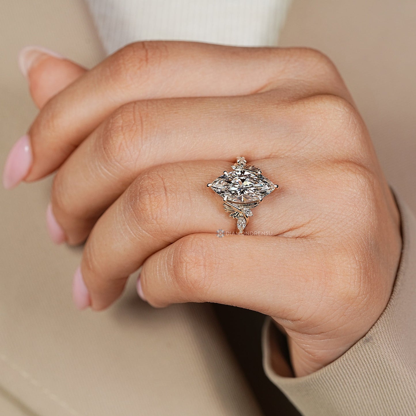 Marquise Cut Diamond Ring in Vintage Art Deco Style