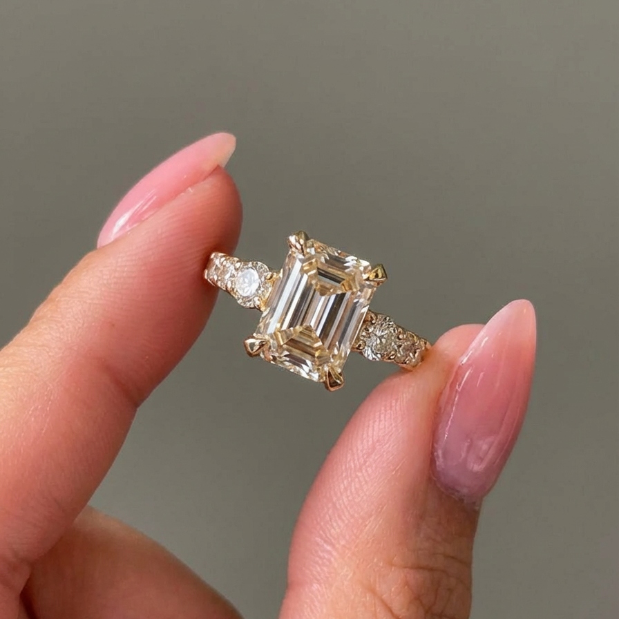 Thalia’s Epoch | 2CT Emerald Cut Diamond Solitaire Engagement Ring