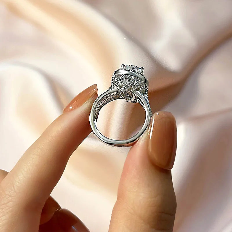 Refined Pear Cut 4.0ct Split Shank Engagement Ring In Sterling Silver