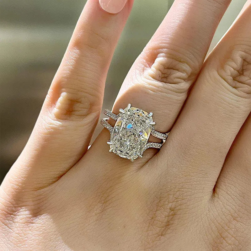 Charming Cushion Cut 7.5ct Split Shank Engagement Ring In Sterling Silver