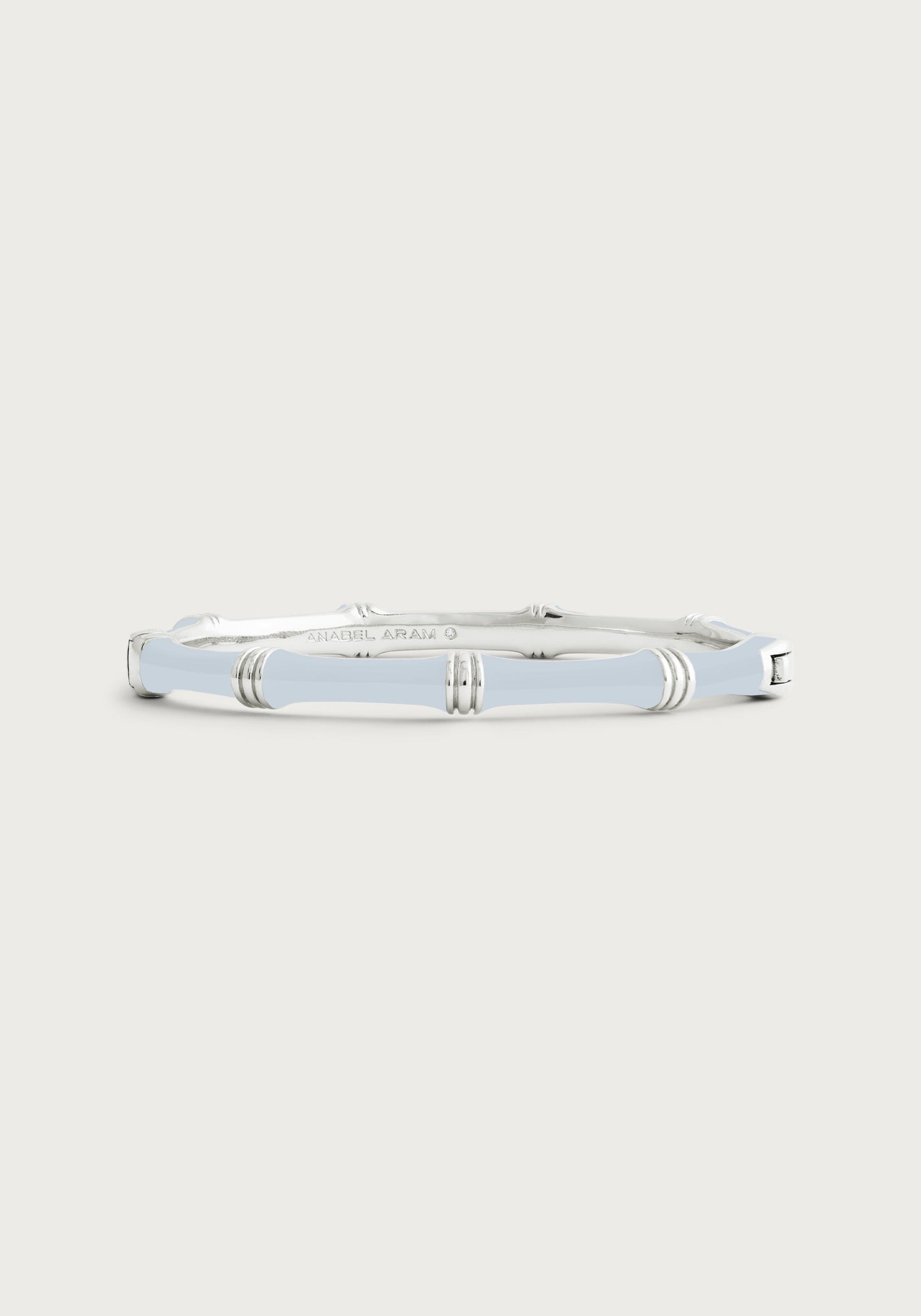 Bamboo Enameled Hinged Bangle, Silver