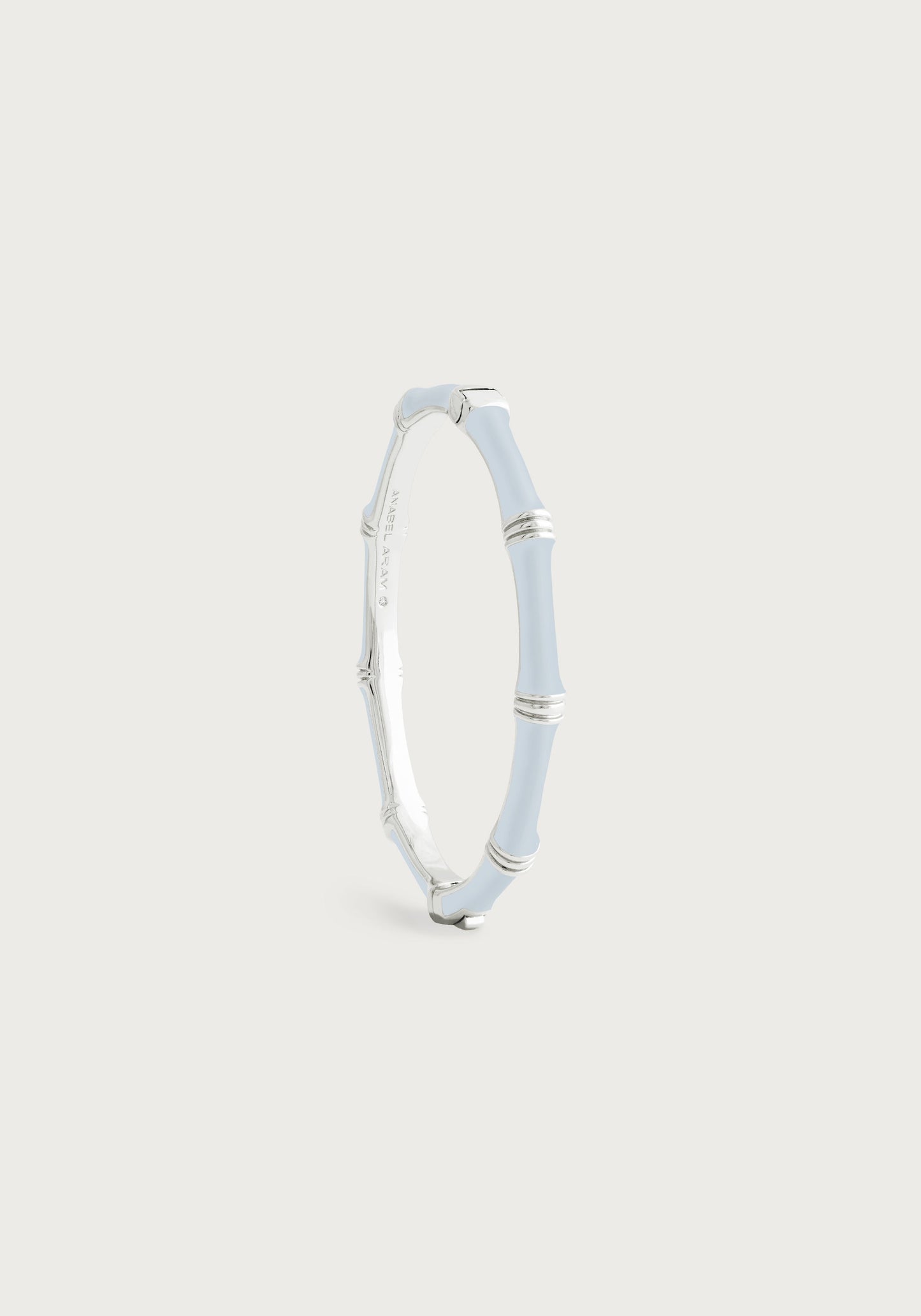Bamboo Enameled Hinged Bangle, Silver