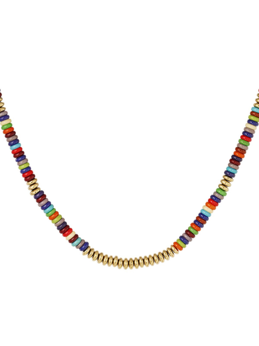 Raina necklace - multi-colored natural flat beads
