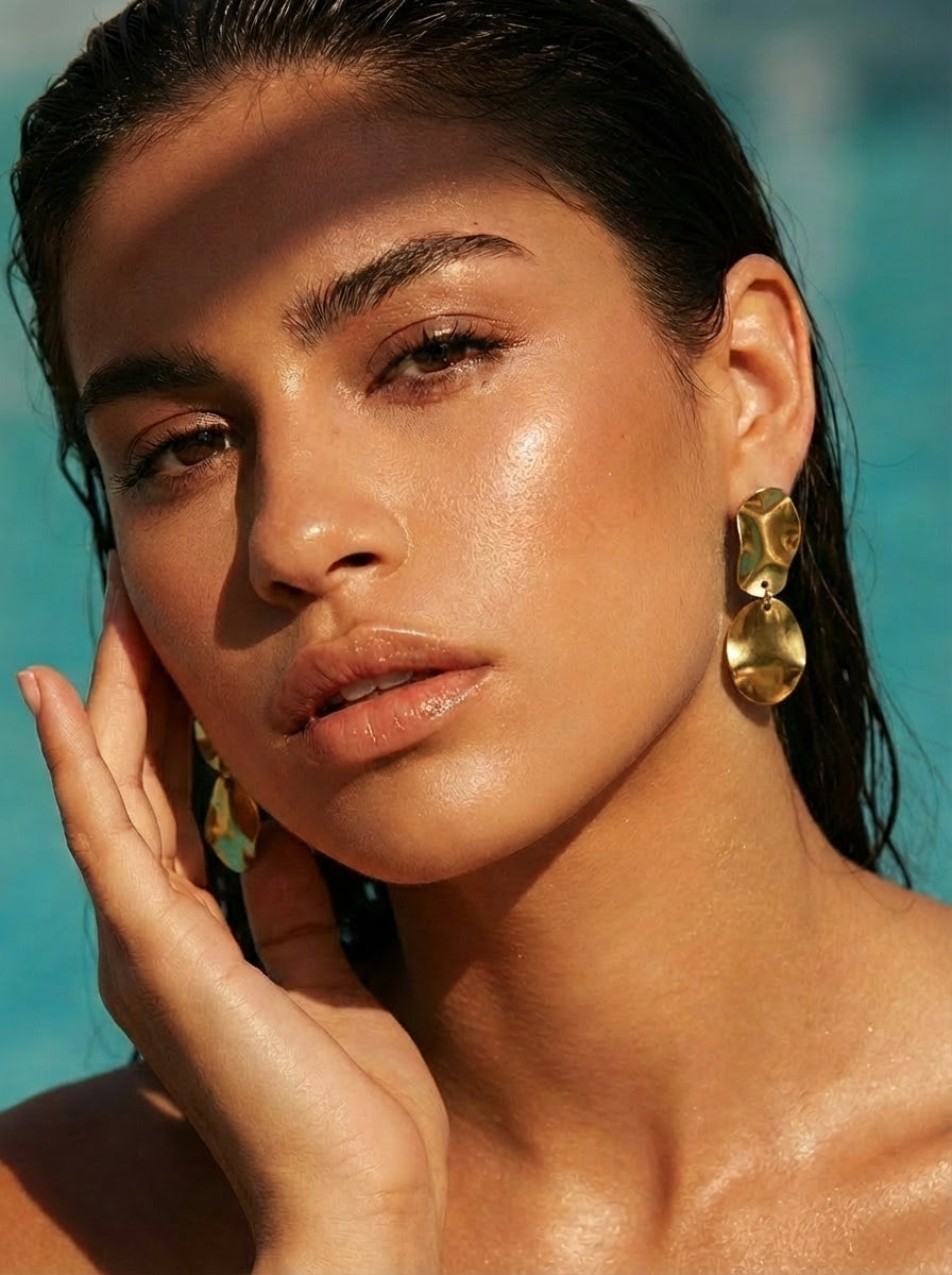 Boucles d'oreilles Lady | Puces Oversized Déstructurées Dorées – Parisienne Chic