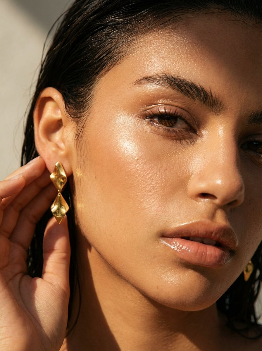 Boucles d'oreilles Lady Paris | Losange Oversized Dorées – Parisienne Chic
