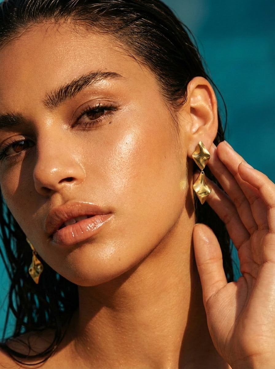 Boucles d'oreilles Lady Paris | Losange Oversized Dorées – Parisienne Chic
