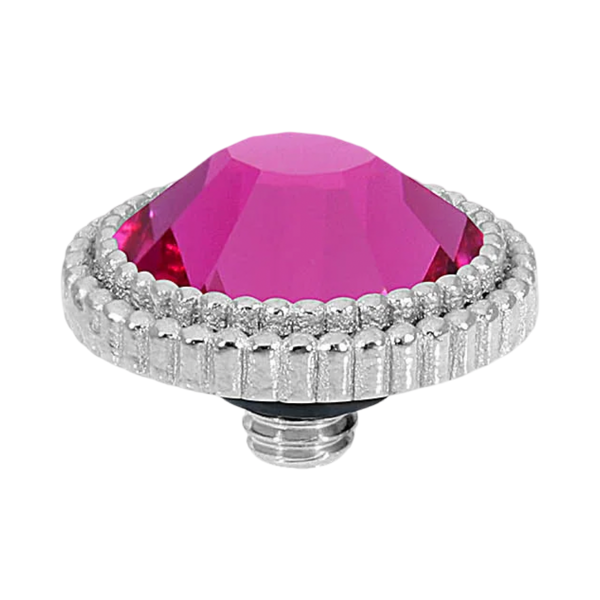 QUDO Fabero Flat Top Silver | Pink Crystal Collection