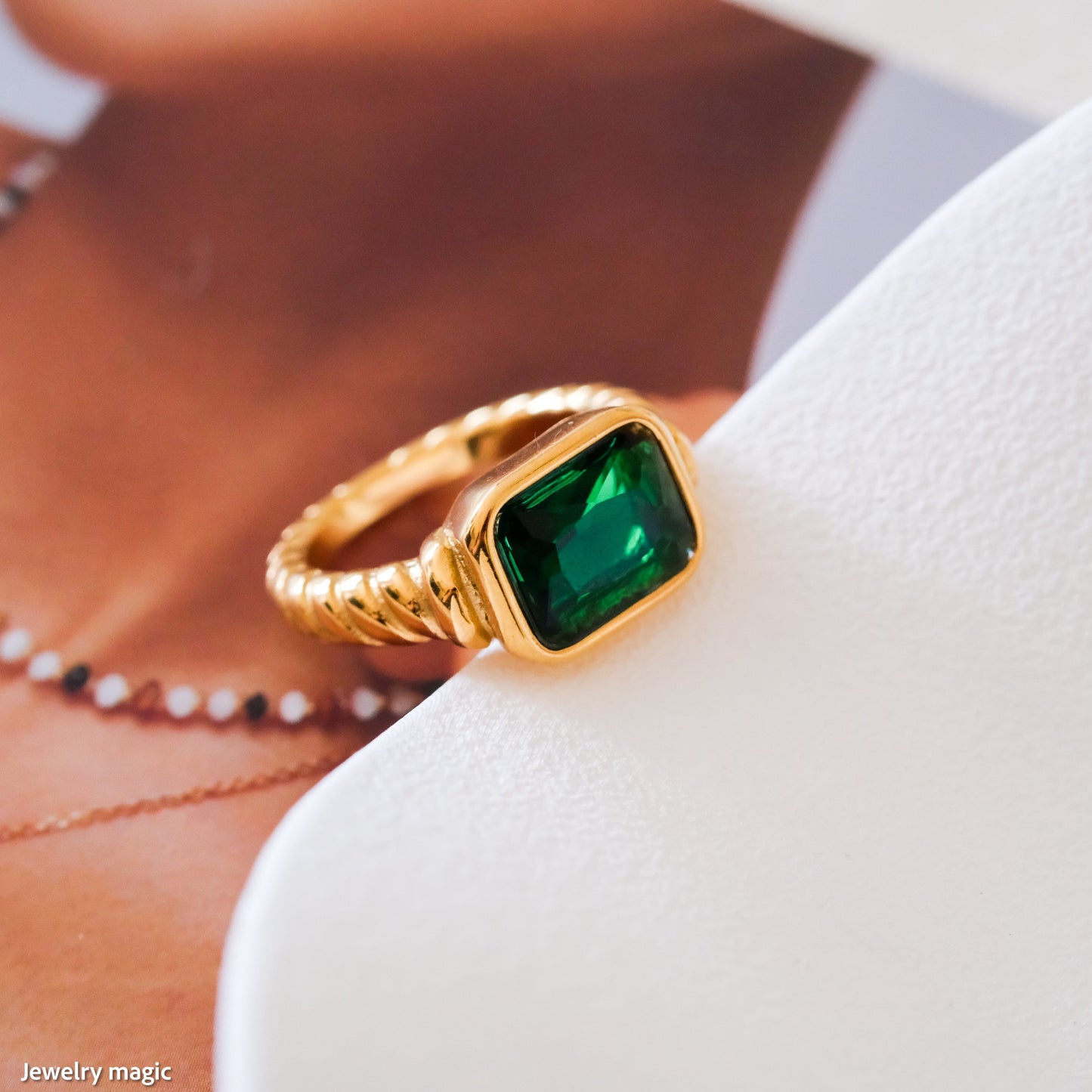 Baguette Emerald Ring
