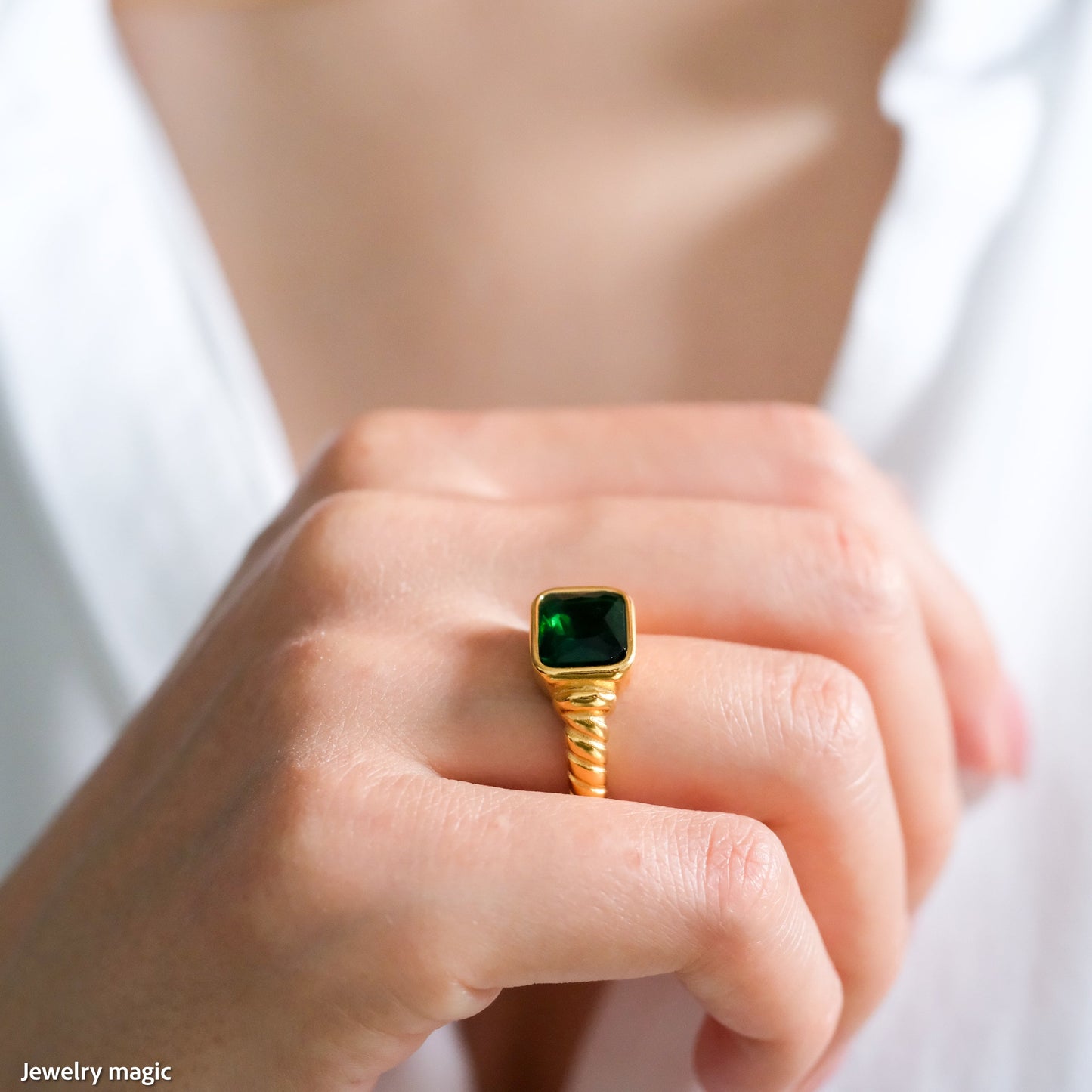 Baguette Emerald Ring