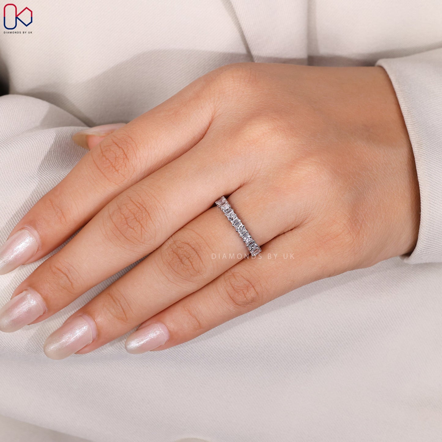 Half Eternity Princess and Baguette Diamond Band